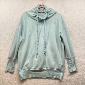 Zella Womens Cowl Neck Sweatshirt Large Mint Green Drawstring Pullover Athletic